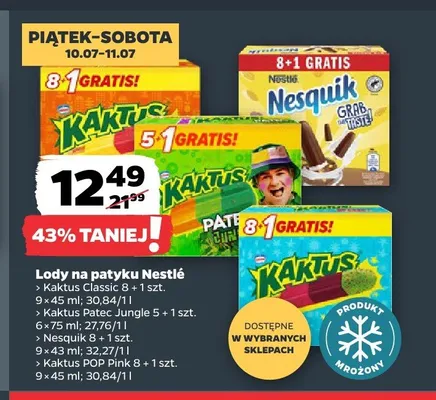 Lody na patyku Nestlé Kaktus POP Pink 9-pak promocja w Netto