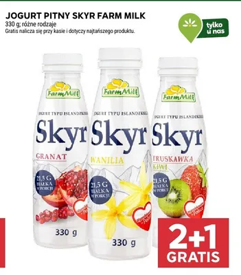 Jogurt pitny Skyr truskawka kiwi promocja w Stokrotka