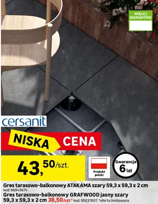 Gres tarasowo-balkonowy Atakama szary 59,3x59,3x2cm promocja w Leroy Merlin