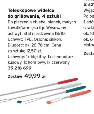 Teleskopowe widelce do grillowania 4-pak promocja w Tchibo