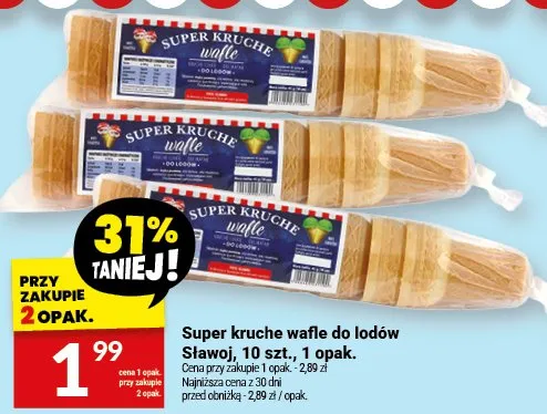 Super kruche wafle do lodów Sławoj, 10 szt., 1 opak. promocja w Twój Market