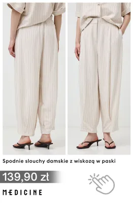 Spodnie slouchy damskie z wiskozą w paski Medicine promocja w Medicine