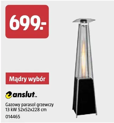 Gazowy parasol grzewczy 13 kW Ø245x228 cm promocja w Jula