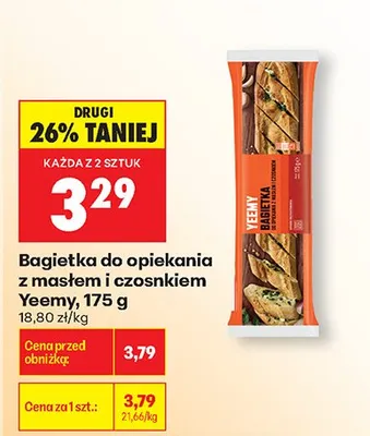 Bagietka do opiekania z masłem i czosnkiem Yeemy promocja w Biedronka