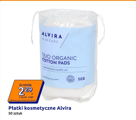 Płatki kosmetyczne Alvira Duo Organic promocja w Action