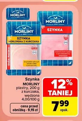 Szynka w plastrach wędzona Morliny promocja w Carrefour Market