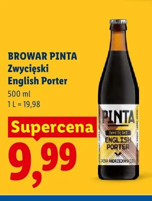 Piwo Browar Pinta Zwycięski English Porter promocja w Lidl