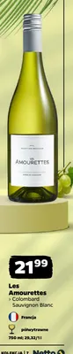 Wino białe półwytrawne Les Amourettes Colombard Sauvignon Blanc promocja w Netto