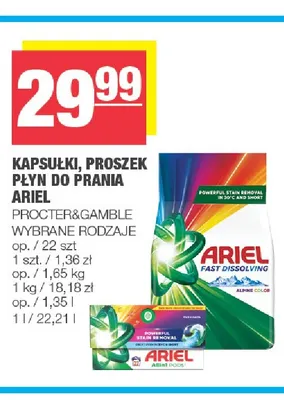 Kapsułki, proszek, płyn do prania Ariel promocja w SPAR