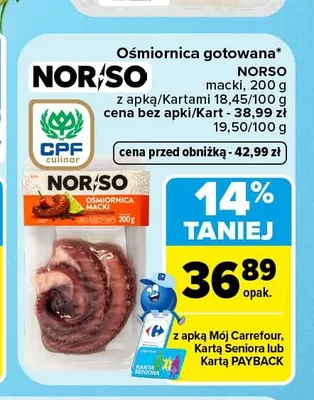 Ośmiornica gotowana Nor/So promocja w Carrefour Market