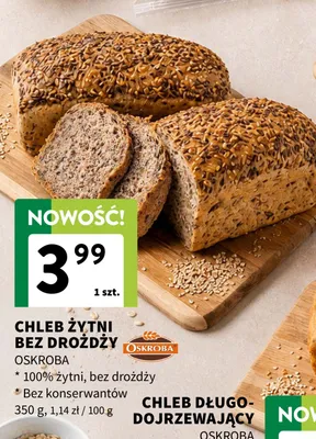 Chleb żytni bez drożdży Oskroba promocja w Intermarche