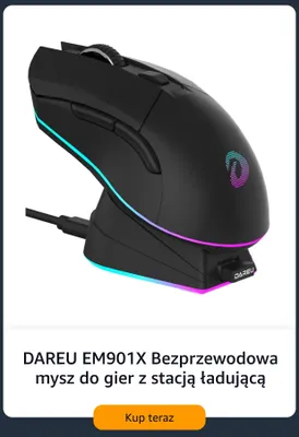 Bezprzewodowa mysz do gier Dareu EM901X ze stacją ładującą promocja w Amazon