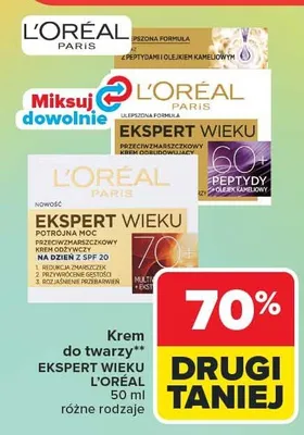 Krem do twarzy Ekspert Wieku L'Oreal różne rodzaje promocja w Carrefour Market