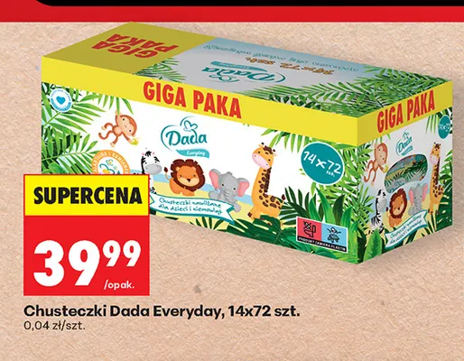 Chusteczki nawilżane Dada Everyday 14-pak promocja w Biedronka