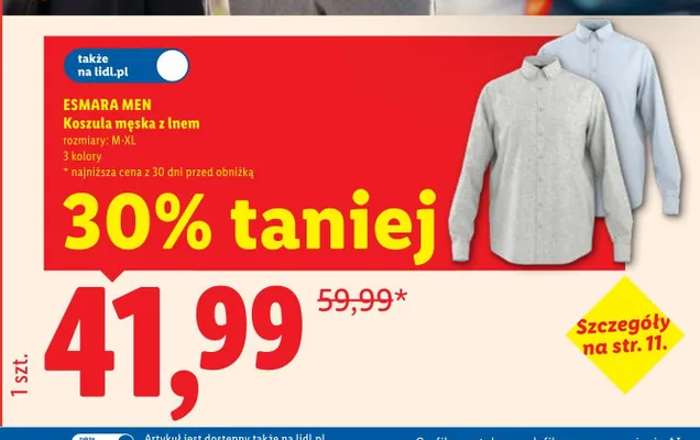 Koszula męska z lnem Esmara Men promocja w Lidl