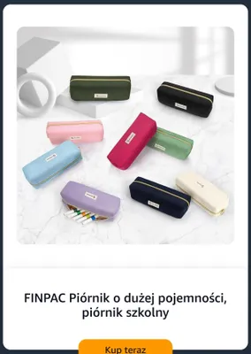 Piórnik szkolny o dużej pojemności FINPAC promocja w Amazon