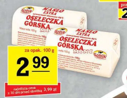 Masło ekstra Osełeczka Górska Sobik promocja w Gram Market