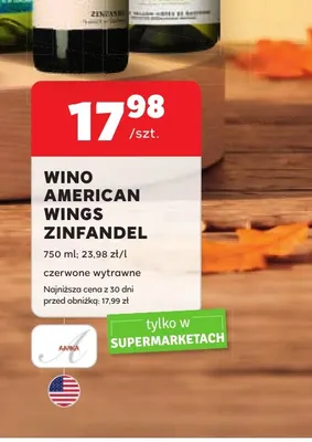Wino czerwone American Wings Zinfandel wytrawne promocja w Stokrotka