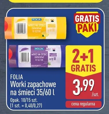 Worki zapachowe na śmieci Folia 60 l promocja w Aldi