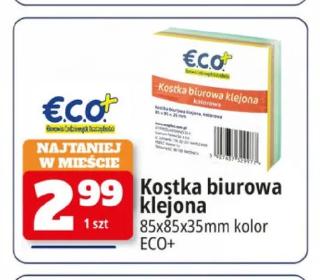 Kostka biurowa klejona kolor ECO+ promocja w Leclerc