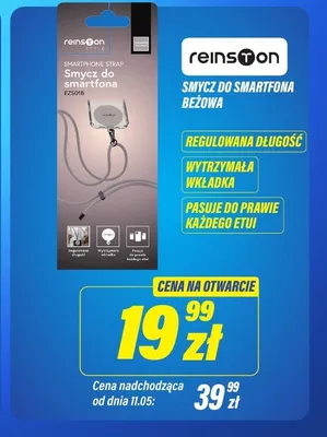 Smycz do smartfona Reinston beżowa EZS01B promocja w RTV EURO AGD