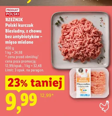 Kurczak Polski biesiadny, z chowu bez antybiotyków – mięso mielone promocja w Lidl