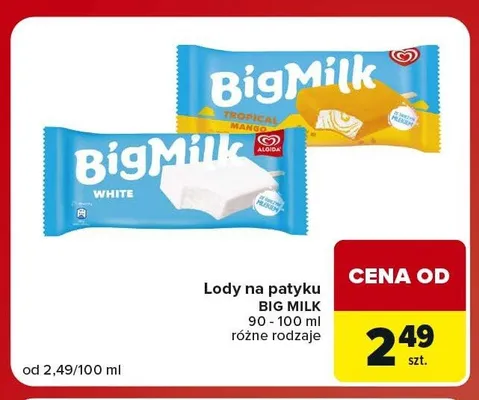 Lody na patyku Big Milk Tropical Mango promocja w Carrefour Market