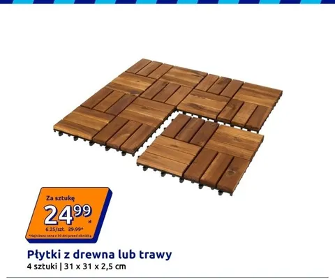 Płytki z trawy 4 sztuki 31x31x2,5cm promocja w Action