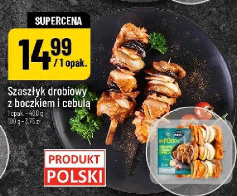 Szaszłyk drobiowy z boczkiem i cebulą promocja w POLOmarket