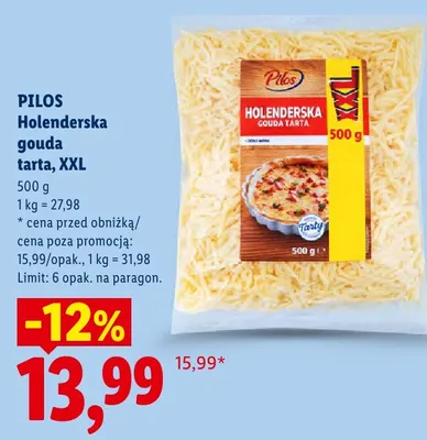 Ser gouda tarta Pilos Holenderska XXL promocja w Lidl