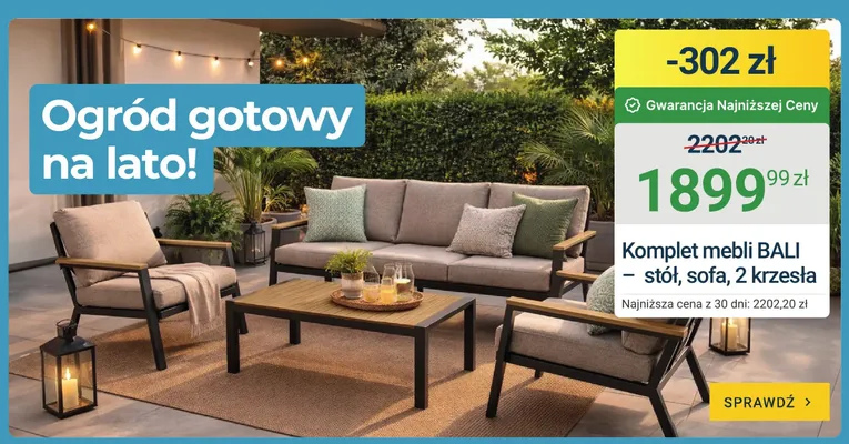 Komplet mebli BALI - stół, sofa, 2 krzesła promocja w ERLI