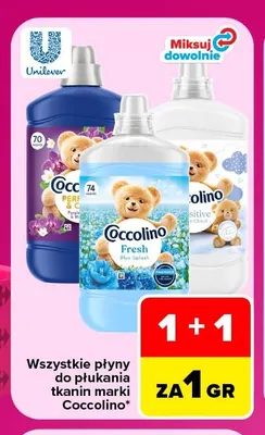 Płyny do płukania tkanin marki Coccolino promocja w Carrefour