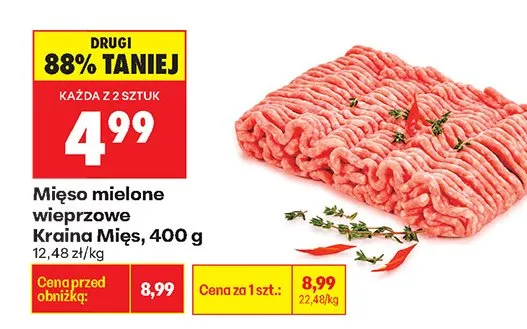 Mięso mielone wieprzowe Kraina Mięs promocja w Biedronka