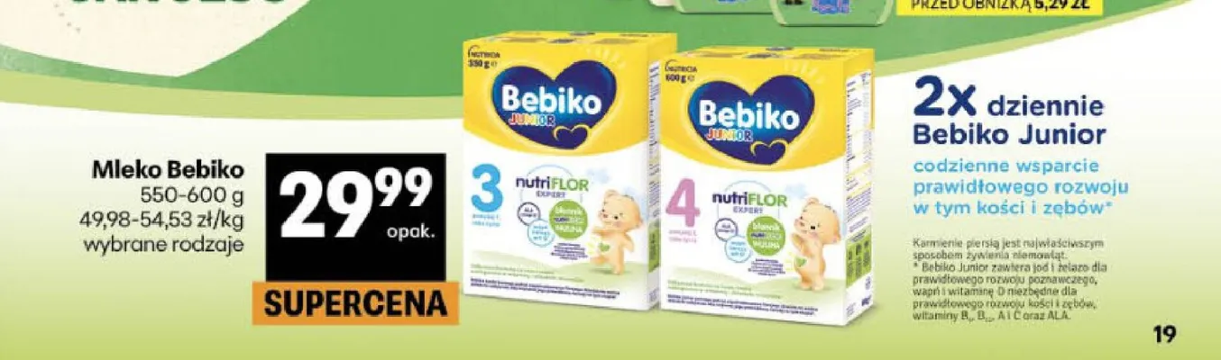 Mleko Bebiko Junior 3 promocja w Delikatesy Centrum