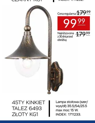 Kinkiet Talez 6493 złoty KG1 45TY promocja w Abra Meble