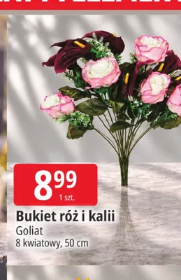 Bukiet róż i kalii Goliat promocja w Leclerc