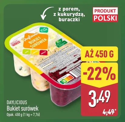 Bukiet surówek Daylicious z porem z kukurydzą buraczki promocja w Aldi