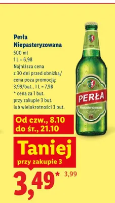 Piwo Perła Niepasteryzowana promocja w Lidl