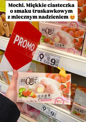 Ciasteczka Mochi o smaku truskawkowym z mlecznym nadzieniem promocja w Auchan