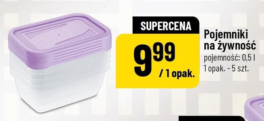 Pojemniki na żywność pojemność 0,5l promocja w POLOmarket