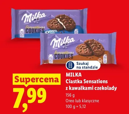 Ciastka Sensations z kawałkami czekolady Oreo Milka promocja w Lidl