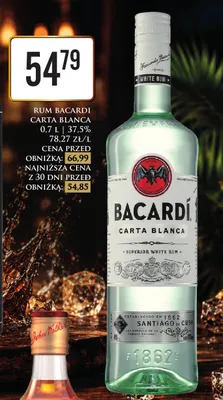 Rum Bacardi Carta Blanca promocja w Dino