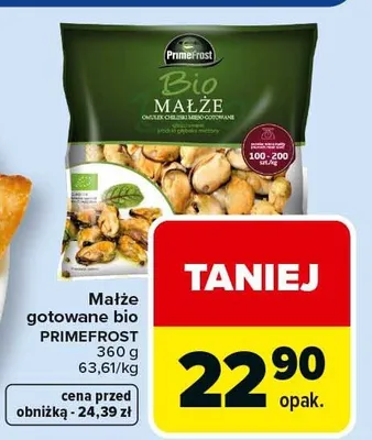 Małże gotowane bio 360 g promocja w Carrefour Market