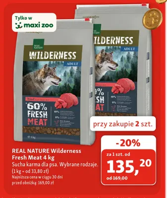 Sucha karma dla psa Real Nature Wilderness Fresh Meat promocja w MAXI ZOO