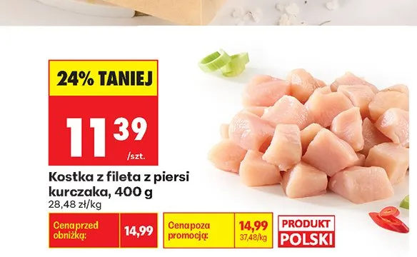 Kostka z fileta z piersi kurczaka promocja w Biedronka