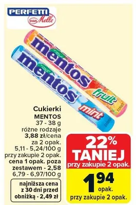 Cukierki Mentos promocja w Carrefour Market