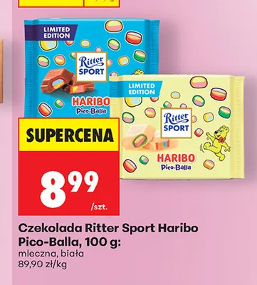 Czekolada mleczna Ritter Sport Haribo Pico-Balla promocja w Biedronka
