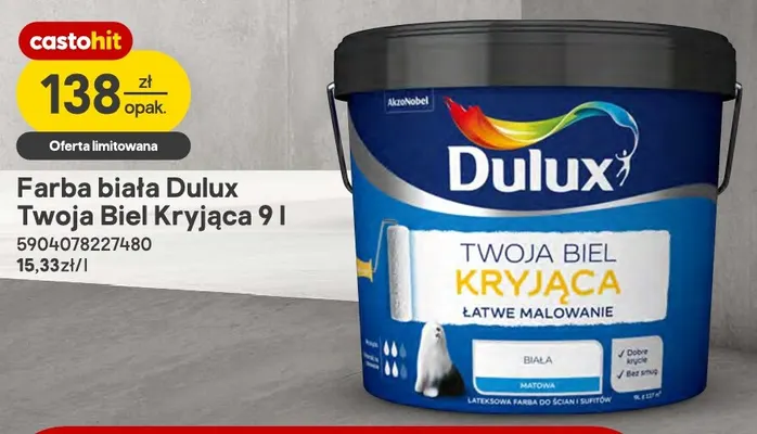 Farba biała Dulux Twoja Biel Kryjąca promocja w Castorama