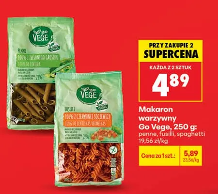 Makaron warzywny Go Vege penne z zielonego groszku promocja w Biedronka