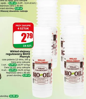 Wkład olejowy regulowany BIO13 Płomyk promocja w Dino